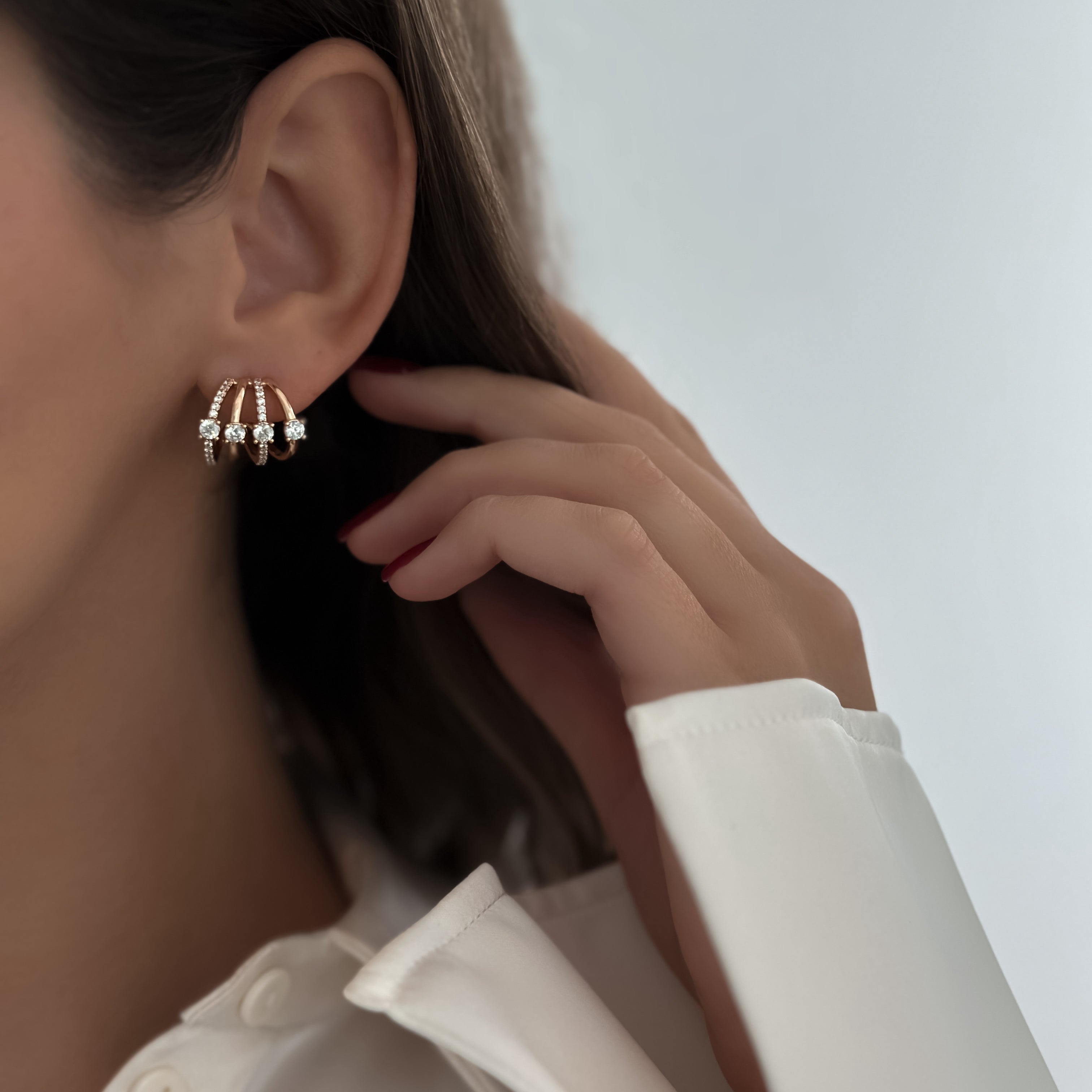 Faux Quadruple Diamond Studs