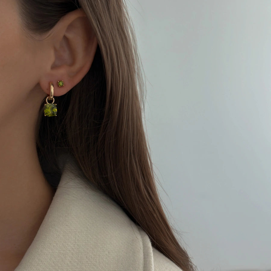 Golden Pistachio Cushion Hoops