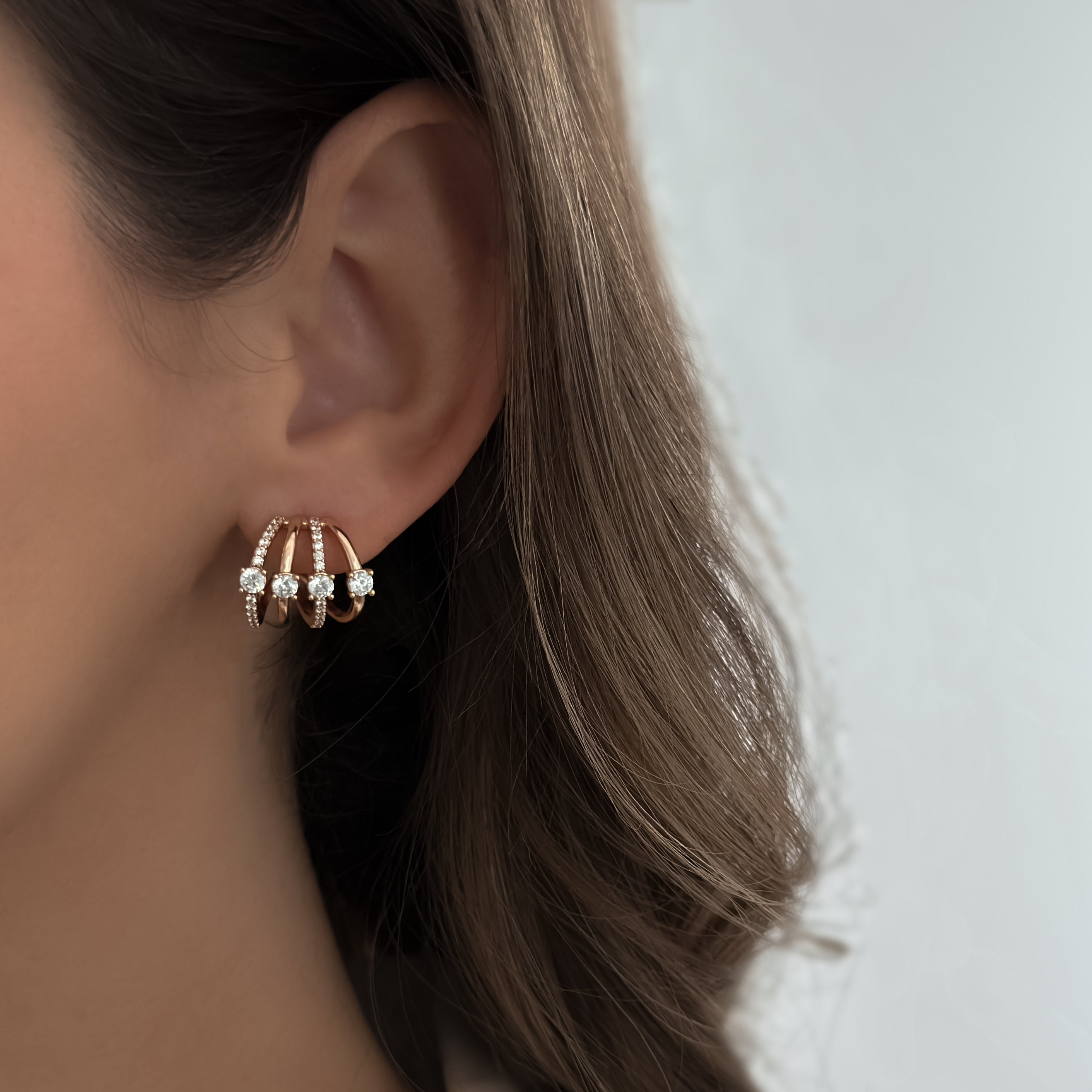 Faux Quadruple Diamond Studs