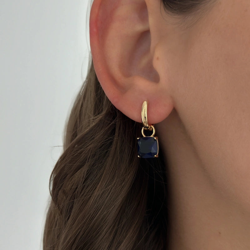 Cushion Sapphire Hoops