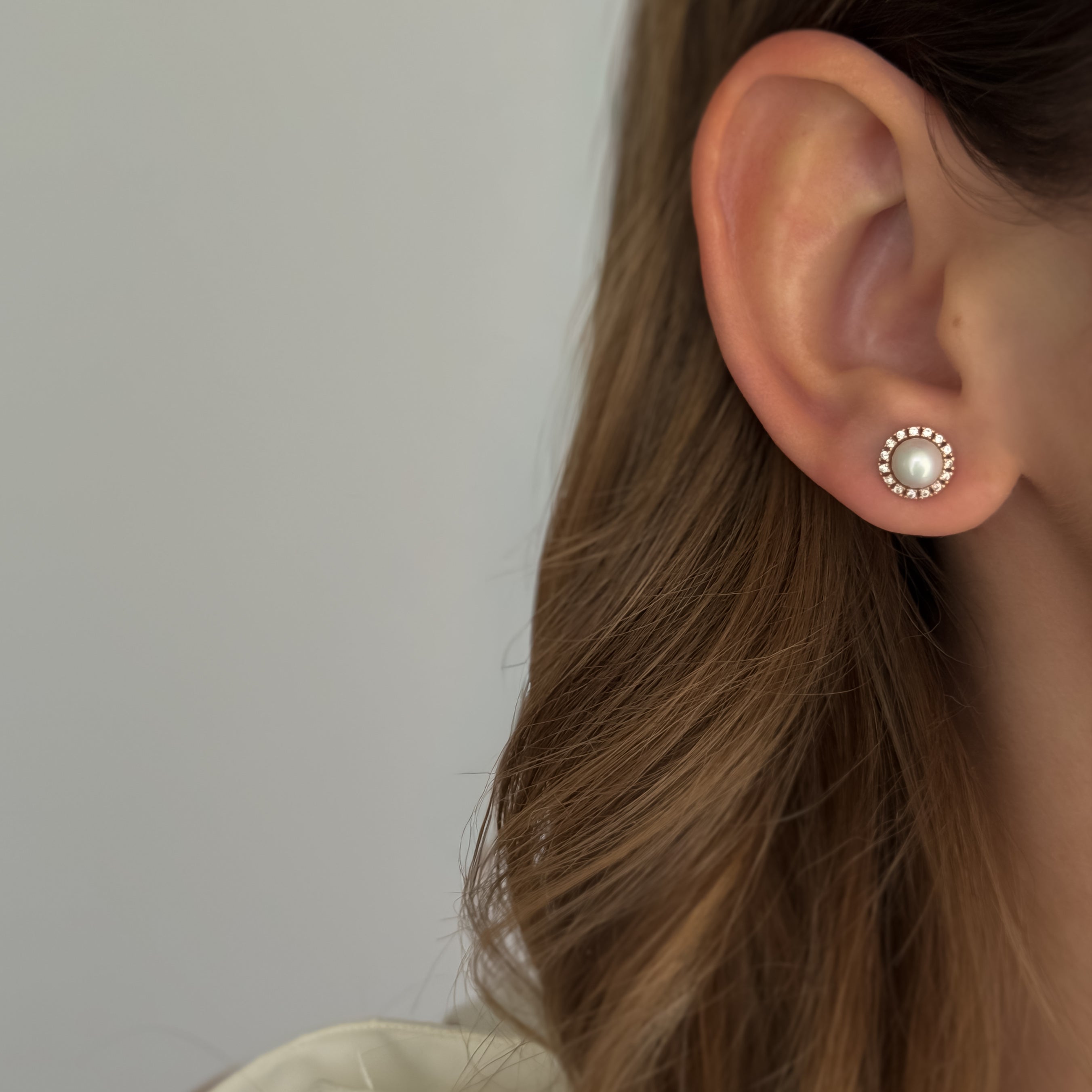 Halo Pearl Studs