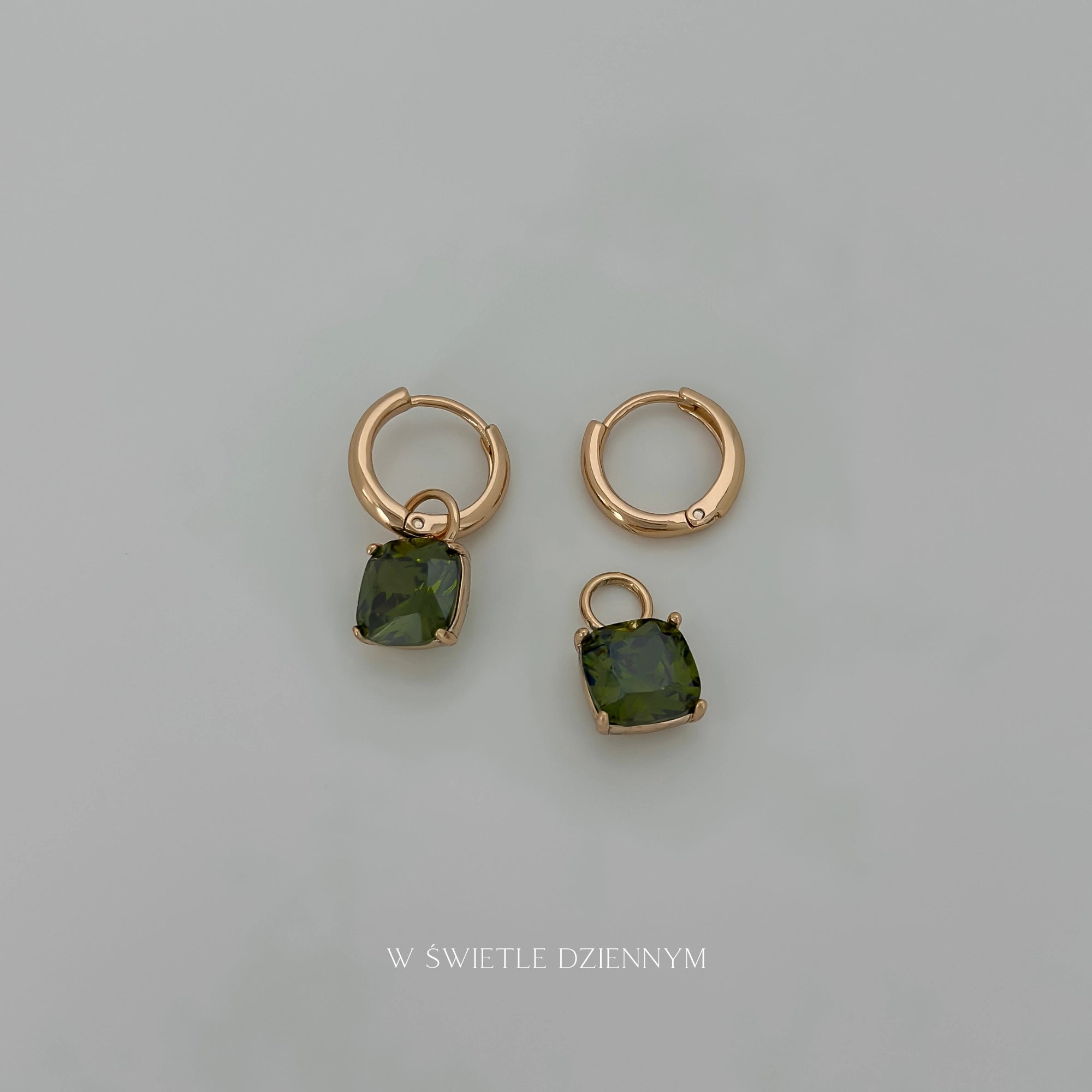 Golden Pistachio Cushion Hoops