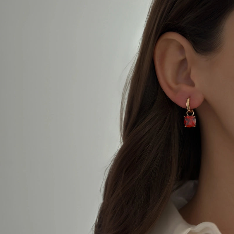 Ruby Cushion Hoops