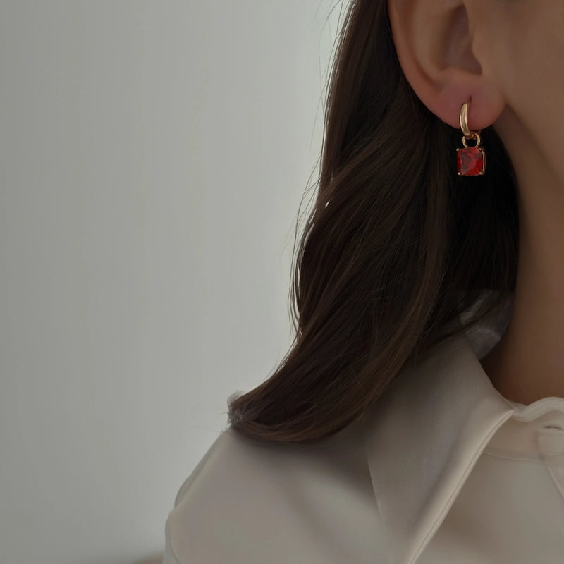 Ruby Cushion Hoops