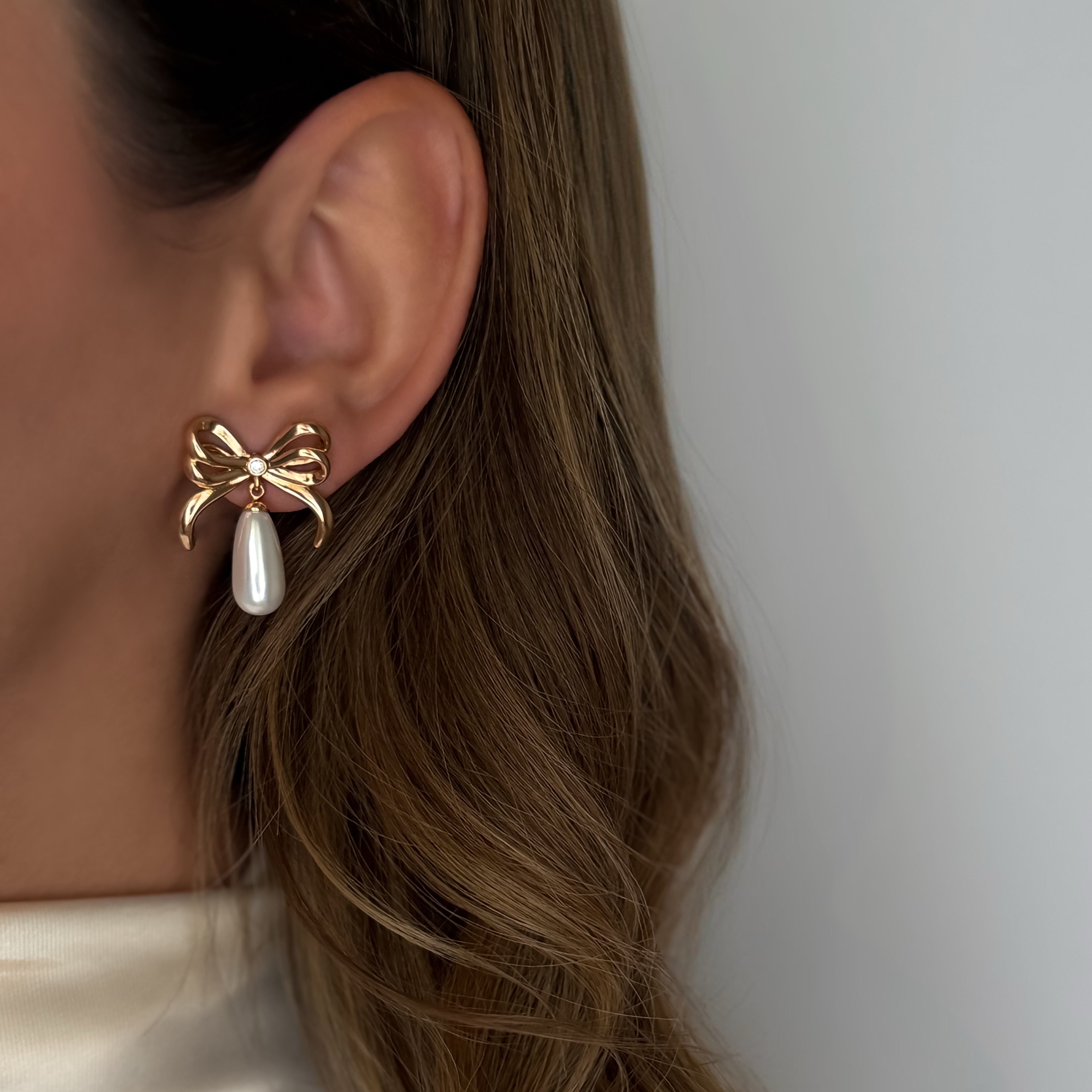 Pearly Bow Studs