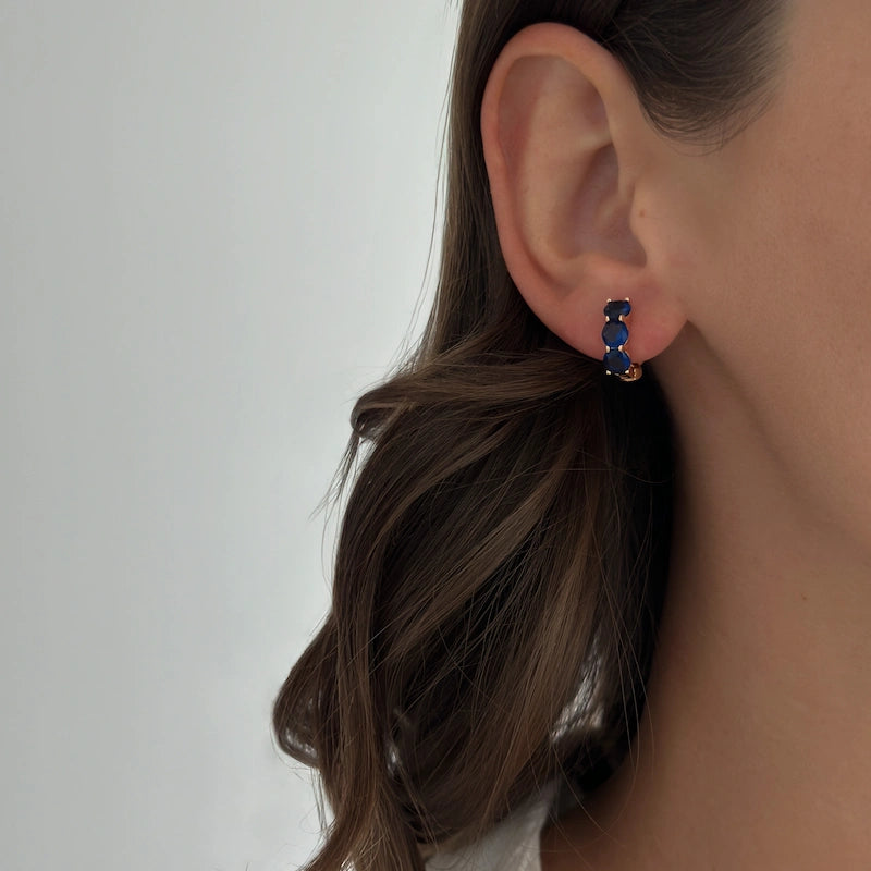 Triple Sapphire Hoops