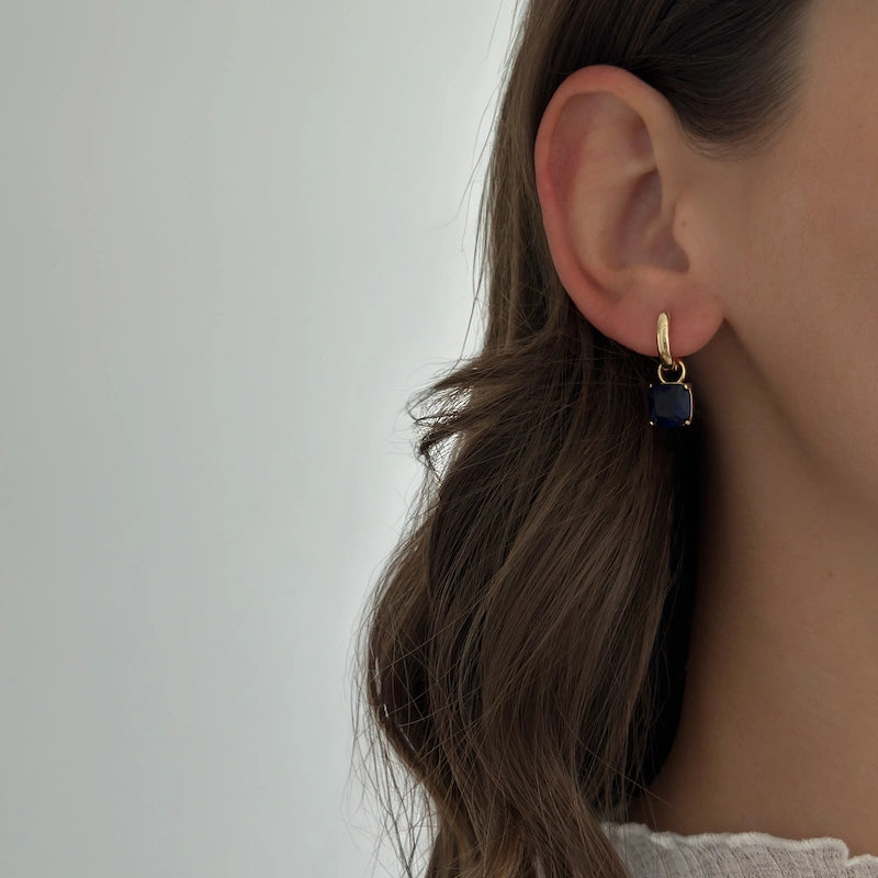 Cushion Sapphire Hoops