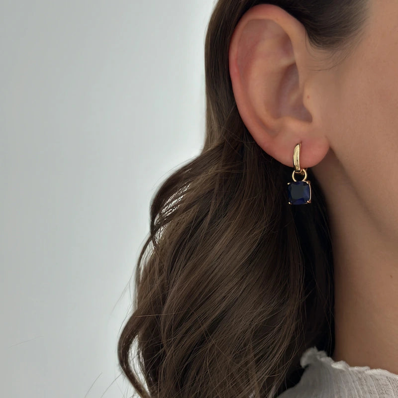 Cushion Sapphire Hoops