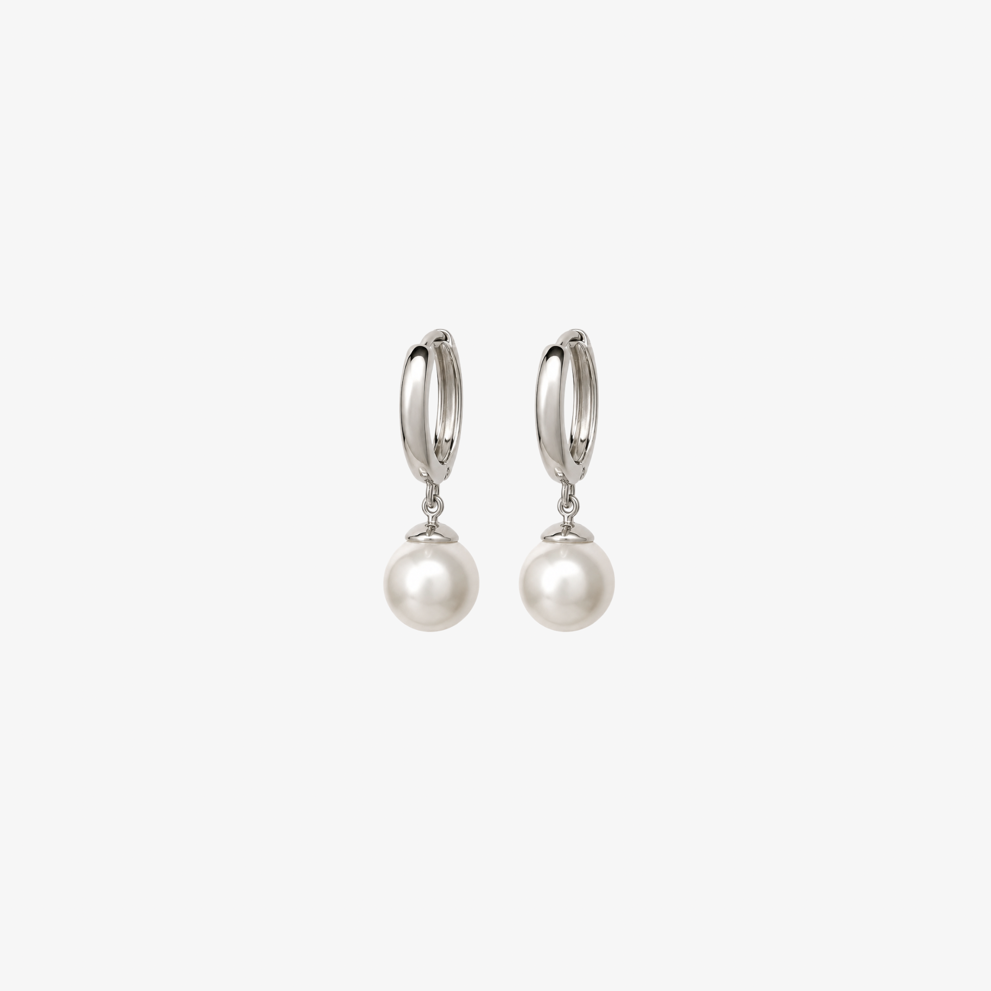 Midi Pearl Hoops [Silver]