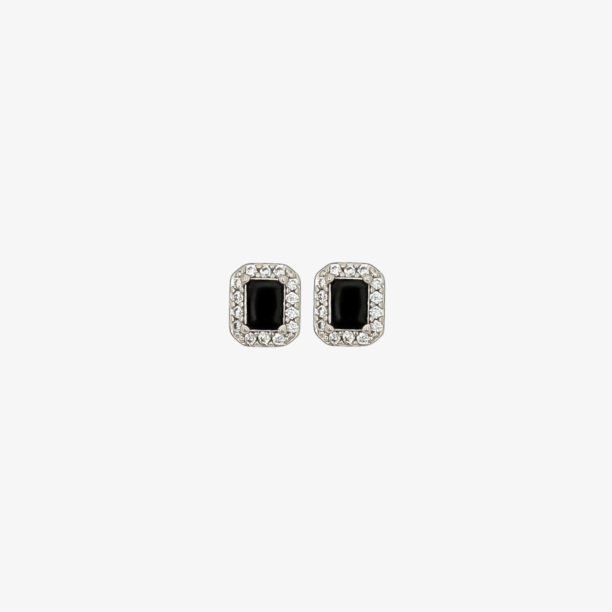 Charlotte Black Studs [Silver]