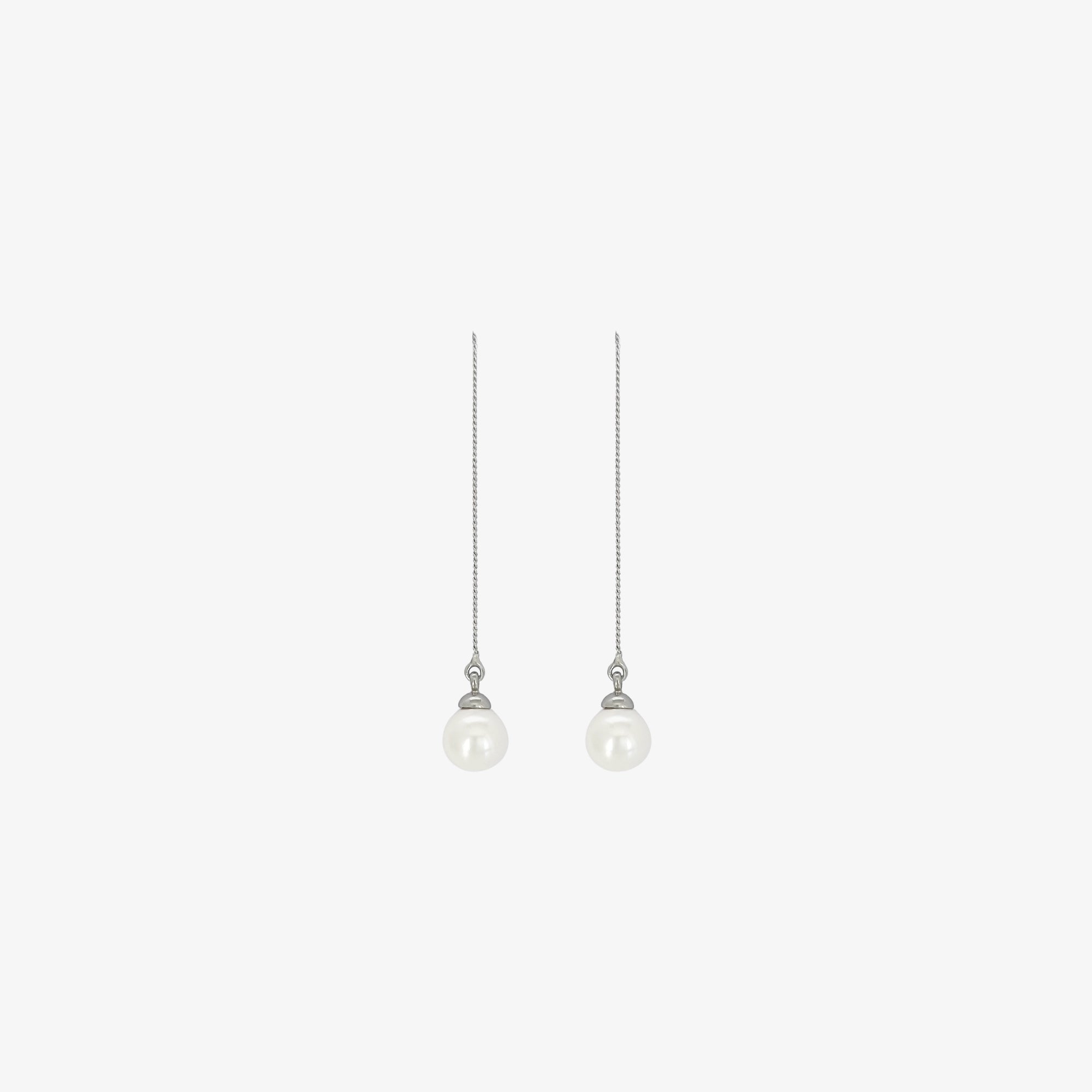 Threaded Pearl Earrings [Silver]