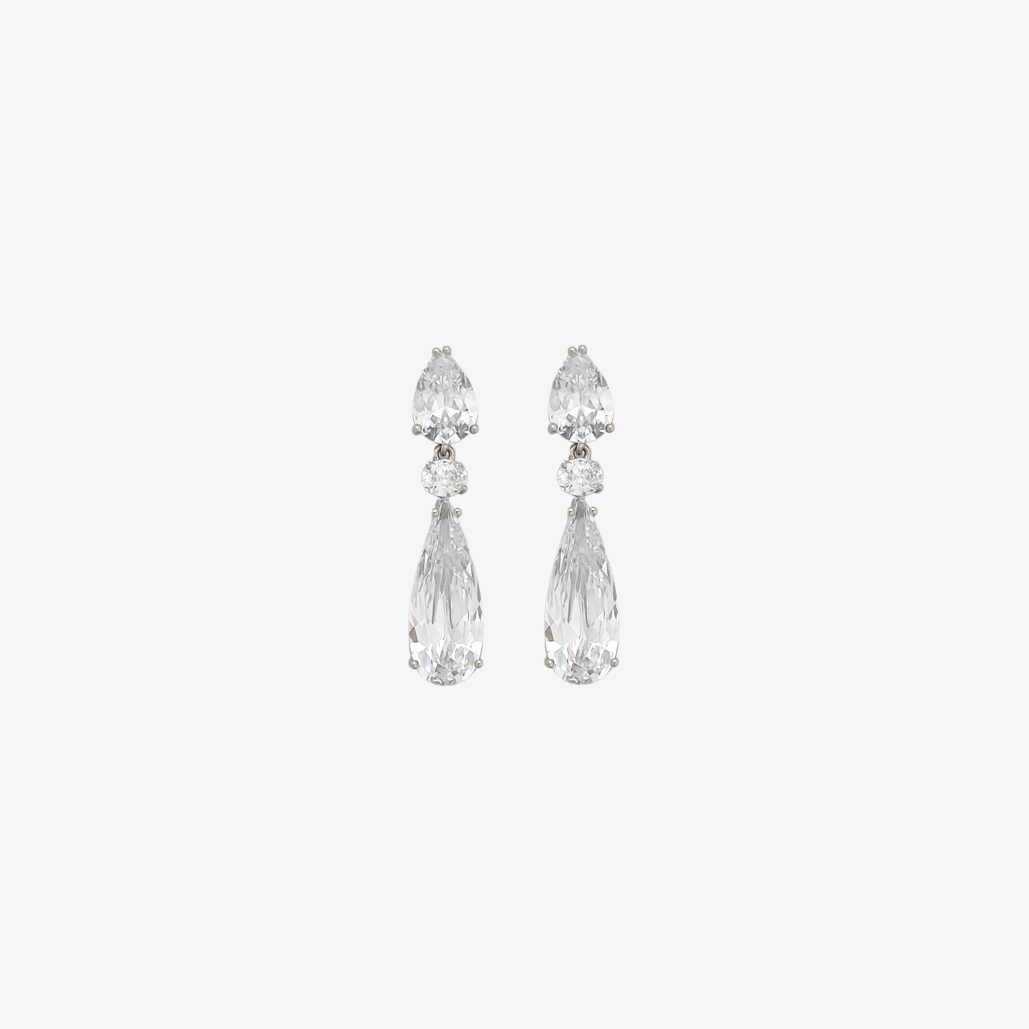 Crystal Drop Earrings [Silver]